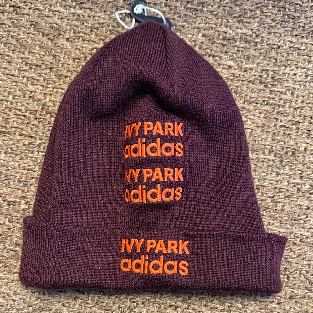 Adidas Ivy Park Beanie - Burgundy and Bright Orange